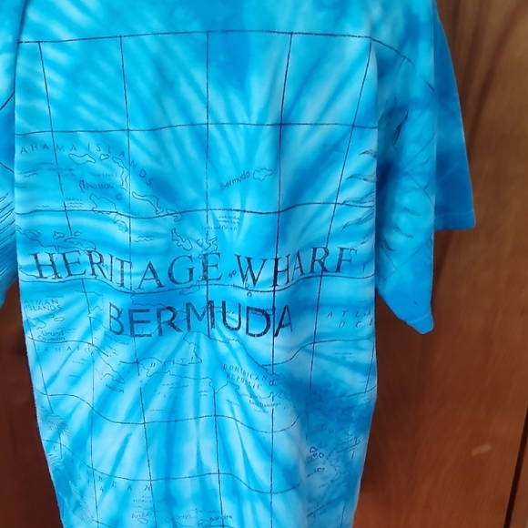 Bermuda Map Blue Tie Dye T Shirt - Picture 8 of 9